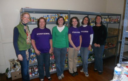 Converse alumni smile during their service day