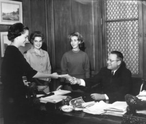Converse president with students historic photo
