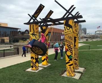 Greg Mueller's piece 'Street Seat' was just installed in White River Urban Park in downtown Indianapolis Indiana