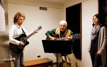 Jim Avett rehearses before his performance at the Beatles tribute show