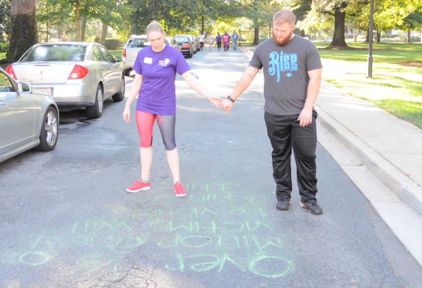 Heather Hiley and Hunter Brownat the Walk a Mile in her Shoes event