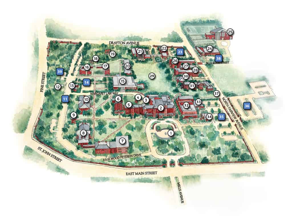 Sketched overview of the Converse Campus 