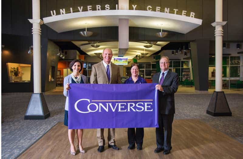 Converse President Krista Newkirk, UCG President and CEO David Taylor, Converse Dean of Graduate Studies and Distance Education Lienne Medford, and Converse Provost Jeffrey R. Barker