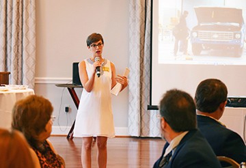 Celeste Kahn speaks to group