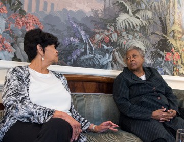 Freida Byrd and Margaret Swindler talk at Converse College