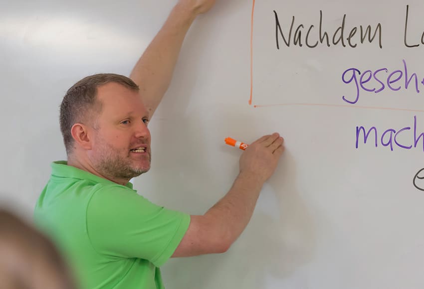 Mirko Hall teaches his German class