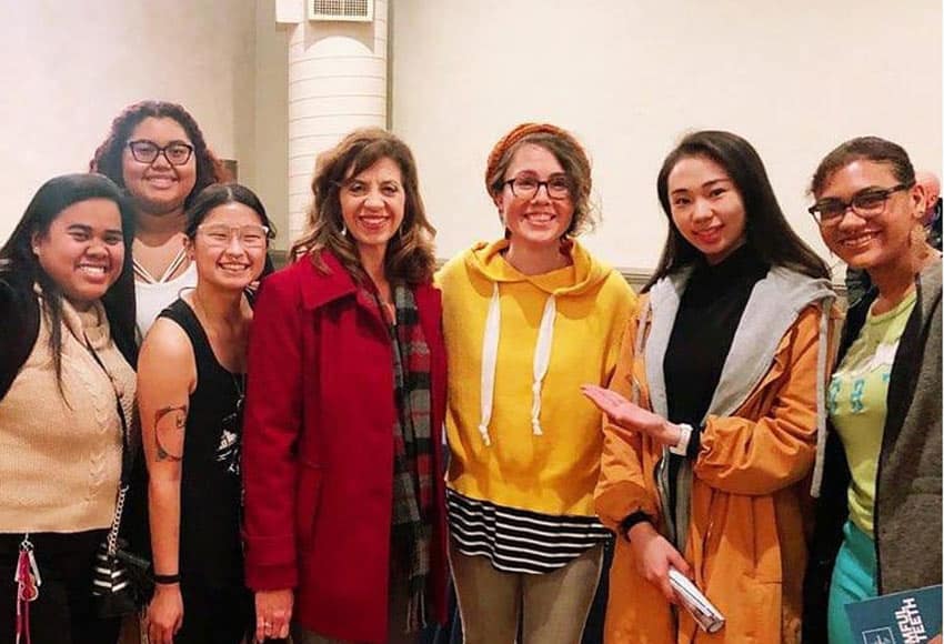 Artist Caroline Shaw with Converse music students