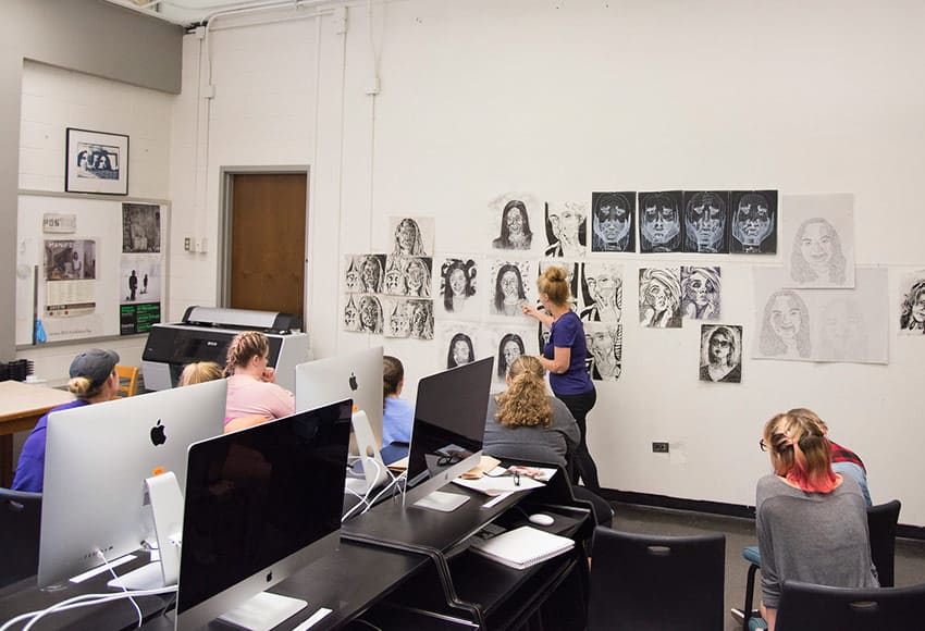 Arts management students in class