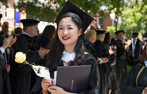 International student at graduation