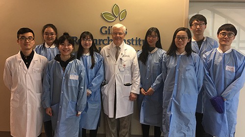 International students learning at a local hospital