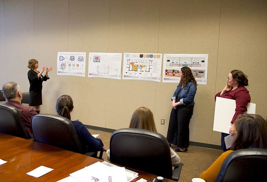 Interior design degree students present creative process