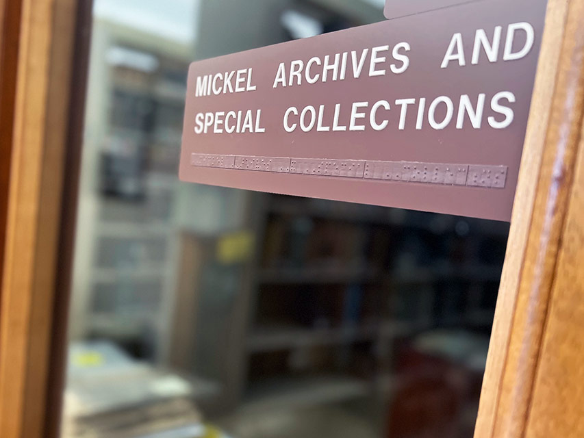 Mickel library archives and special collections office