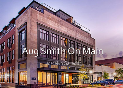 Exterior view of the Aug Smith building corner on Main street.