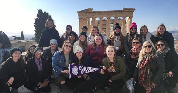 Converse students on a study travel trip to Greece.