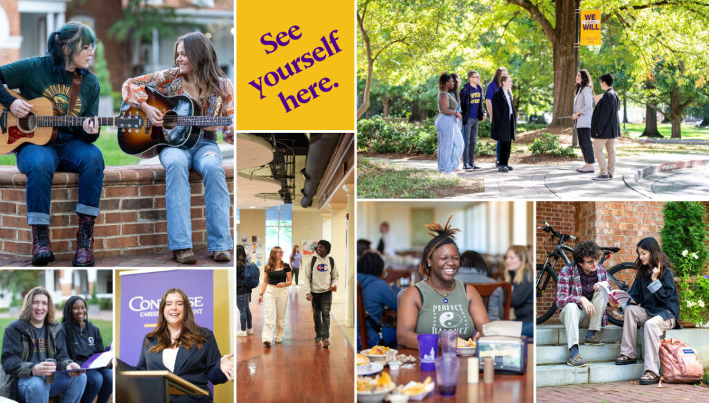 Collage of students at preview day