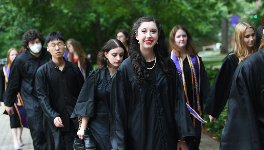 Converse students process outside Twichell auditorium for baccalaureate
