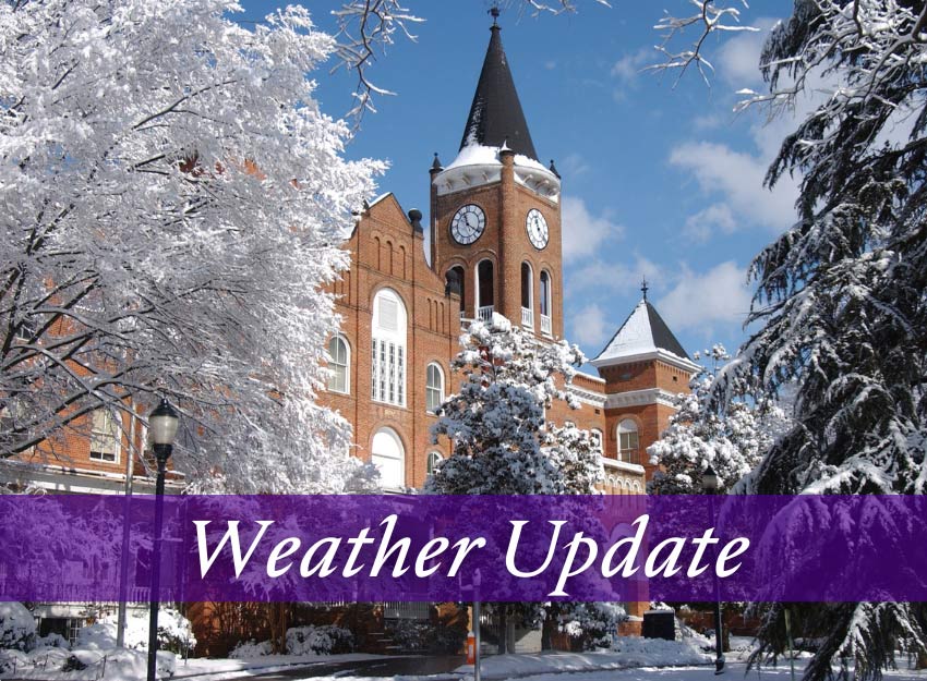 Wilson Hall at Converse University on a sunny and snowy day