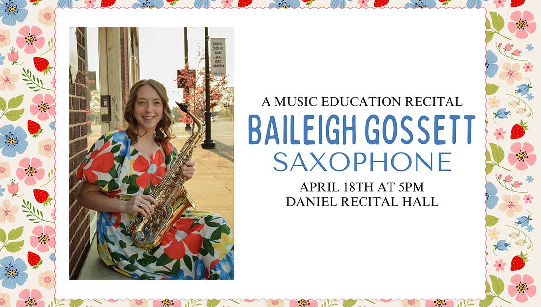 Baleigh Gossett sites against a brick wall holding her saxophone