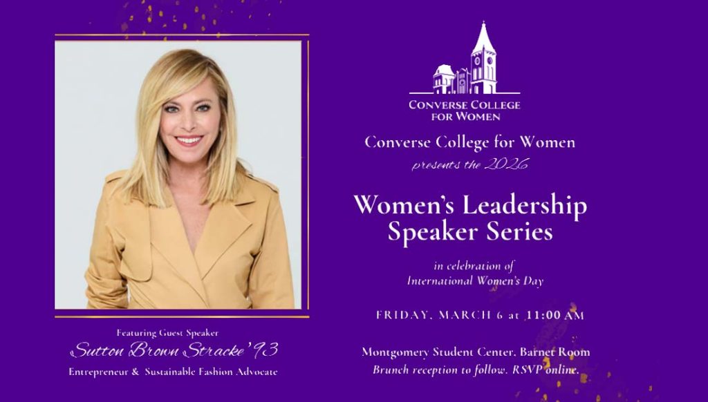 Portrait of Sutton Brown Stracke '93, entrepreneur and sustainable fashion advocate. Women's Leadership Speaker Series Event on March 6, 2026, in honor of International Women's Day.