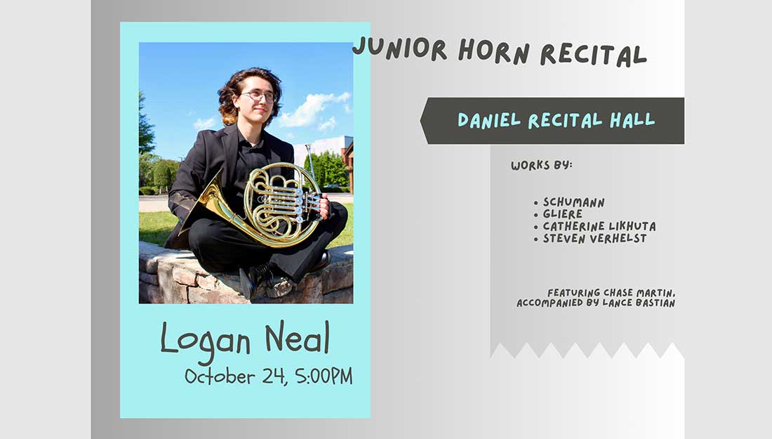 Image of Logan with a French horn,
