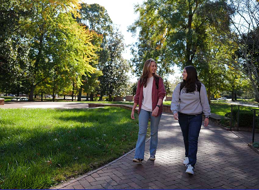 Students walk and talk on the Converse campus