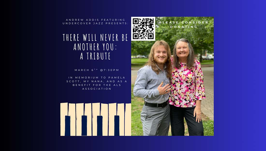 Andrew Addiss stands with a friend outdoors.