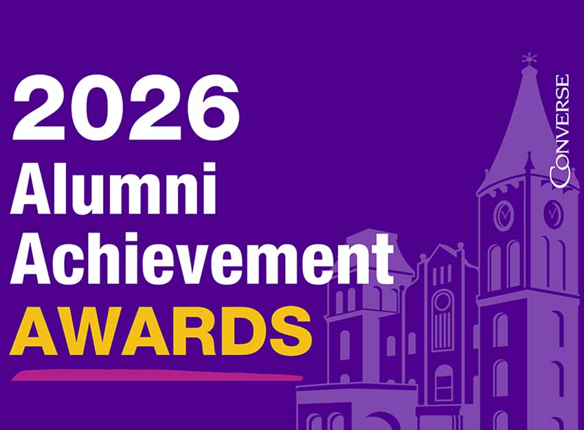 Graphic of Converse tower with text "2026 Alumni Achievement Awards"
