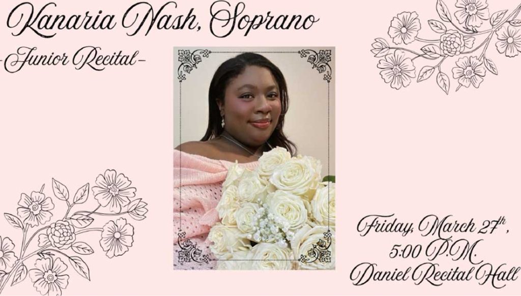 Image of Kanaria holding a large bouquet.