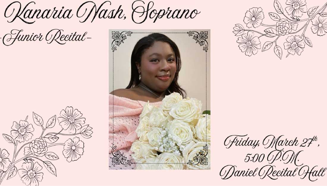 Image of Kanaria holding a large bouquet.