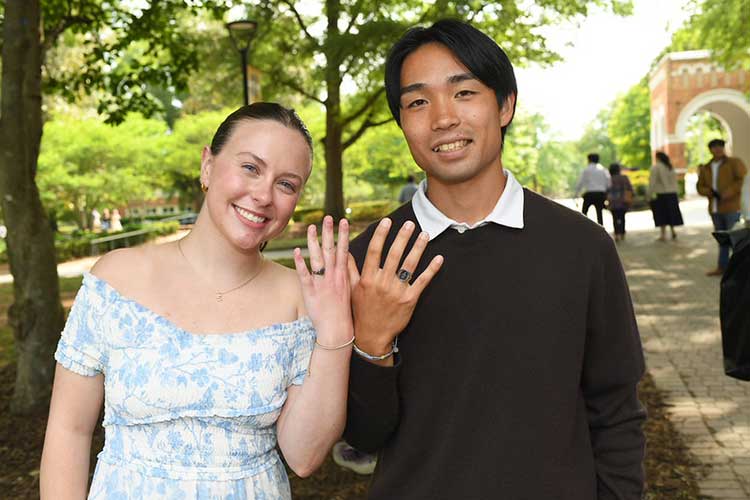 Two Converse display their junior rings.