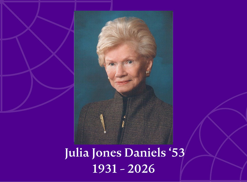 Photo of Julia with text 'Julia Jones Daniels, 1931-2026'