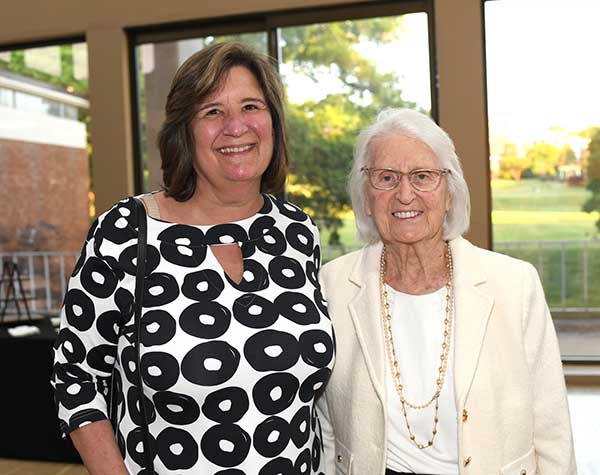 Nelly Zimmerli on the Converse campus with a friend.