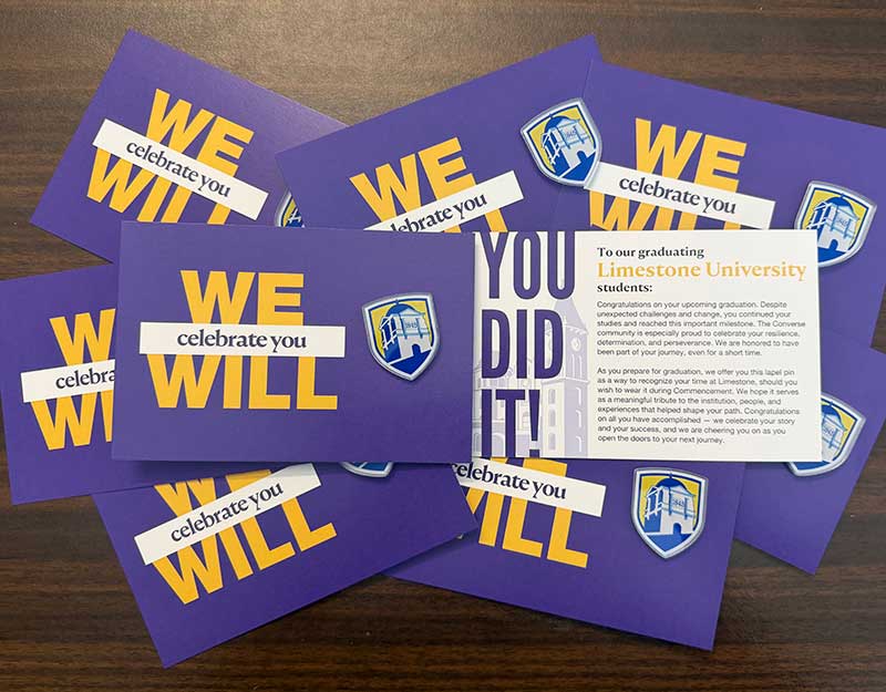 Special pins for 2026 Graduates who transferred from Limestone to Converse 