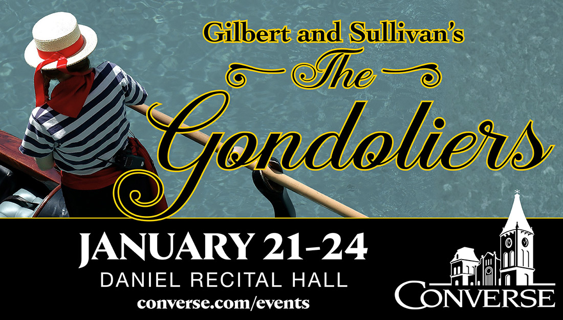 An overhead view of someone steering a gondola.