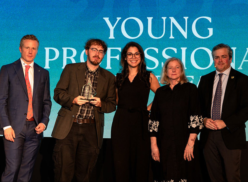 The award winners stand on stand at the Young Professionals conference.