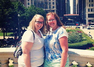 Caitlin (right) with her Converse little sister, Allison Davis, in Chicago